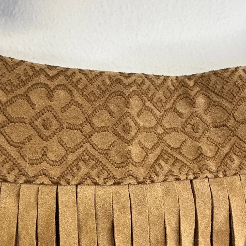 Roxy Faux Suede Tan Fringe Shoulder Boho Bag - Picture 4 of 13